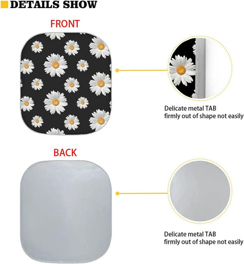 Fashion Daisy Windshield Sun Shade, Flower Designs Auto Car Truck SUV Vehicle Universal-fit Front Windshield Sunshade Pack of 2 Car Front Sun Viso...
