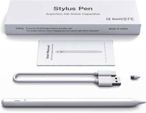 Stylus Pen, Active Stylus Pen Compatible for iOS and Android Touchscreens/Phones, Rechargeable Stylus Pen with Dual Touch Screen, Stylus Pencil fo...