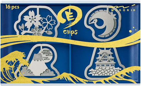 Etched Clips Japanese Symbol Pattern Made in Japan Paper Clip...