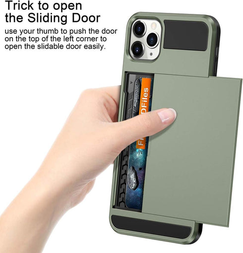 Vofolen Case for iPhone 11 Pro Case Wallet Credit Card Holder Slot Sliding Door Hidden Pocket Anti-Scratch Dual Layer Hybrid Protective Hard Shell...
