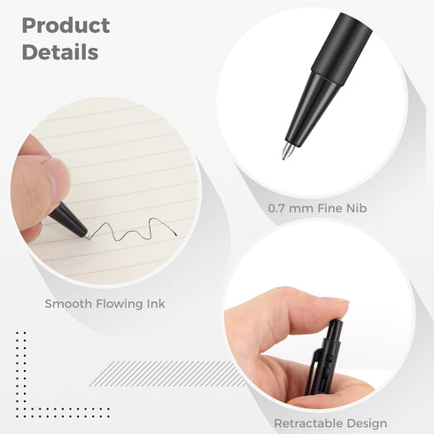 100 Pcs 4'' Mini Pen Bulk, Small Retractable Ballpoint Pens, 0.7 mm Fine Point Pens with Clip, Tiny Ink Black Pens, Smooth Writing Rollerball Pens...