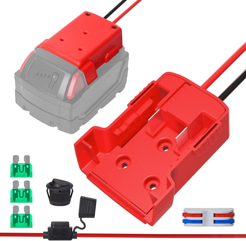 Power Wheels Adapter for Milwaukee M18 Battery Adapter, 18V Power Wheels Battery Converter Kit with Fuses Holder and Switch, Wire Terminals, 12AWG...