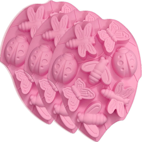 3 pcs Silicone Chocolate Molds, VEINARDYL 24-Cavity Insect 3D Muffin Mould Kitchen Pastry Baking Pan for Fat Bomb Cake Candy Cupcake Soap Candle -...