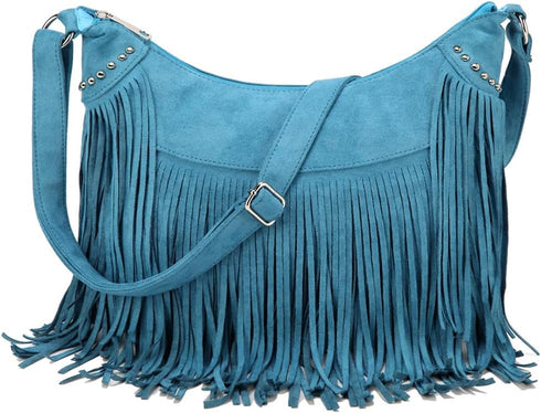 Women Fashion Fringe Crossbody Bags Vegan Suede Hippie Tassel Hobo Shoulder Purse Bohemian Handbags...
