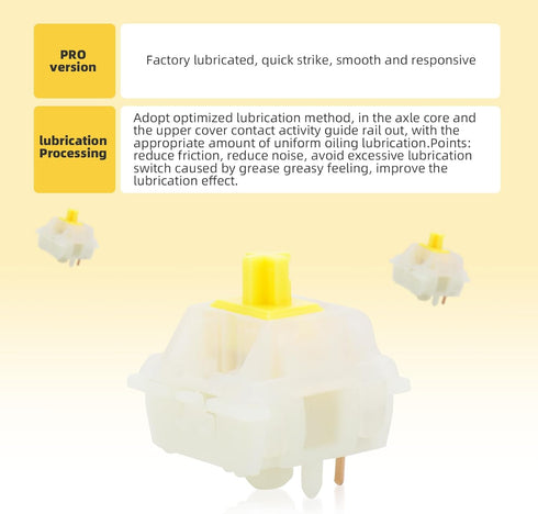 Gateron Milky Yellow Pro switches Keyboard switches pre lubed for Mechanical Keyboard(90PCS)...