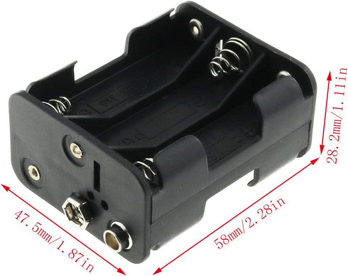E-outstanding AA Battery Holder 2Set 6x1.5V AA Black Thicken Battery Holder Case Box with I Type Wired Battery Clip Standard Snap Connector...