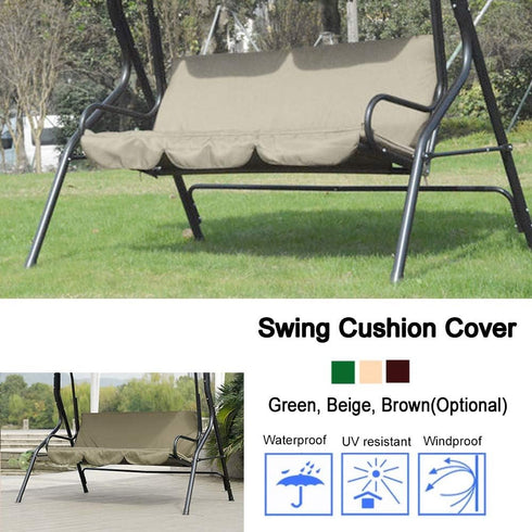 Outdoor Swing Cushion Cover, 3 Seater Replacement Swing Seat Pads Cushion for Patio Garden Yard Swing Chair(Beige)...