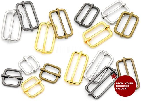 CRAFTMEMORE Triglide Slider 1 1/4", 1 1/2" Belt Keeper Movable Bar Slider Strap Adjuster Rectangle Strap Keeper Purse Making (1 1/2" x 10 pcs, Gun...