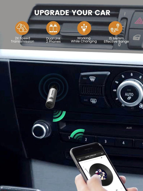 Bluetooth 5.0 Receiver, MaedHawk Bluetooth Aux Adapter/Portable Wireless Audio Car Kit (A2DP, Built in Microphone, Dual Link) with 3.5mm Jack for ...