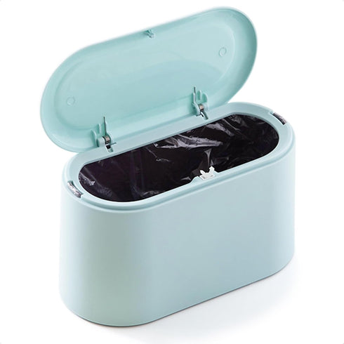 Mini Trash Can with Lid, Press-Type with Removable Inner Plastic Small Garbage Can Little Tiny Waste Basket Compact Covered Closable Trash Bin Des...