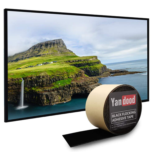 Black Flocking Adhesive Tape 3in x 30ft Projection Screen Felt Tape Border Ultra High Contrast Deep Black Felt Strips for Projector Screen Frame D...