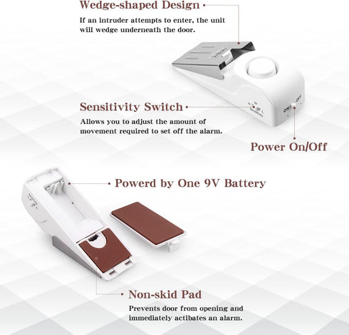 EMDMAK Door Stop Alarm with 120DB Siren Door Stop for Home & Travel (White) (Pack of 2)...