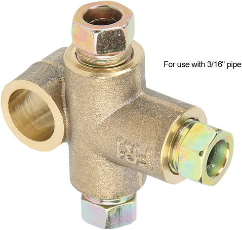 Rear Axle Brake Line Tee, 3 Way T shape Brake Tee Car Brake Tee Inverted Female Tee with 3 Male Nuts Short Union M10 3/16in Pipe 10mm...