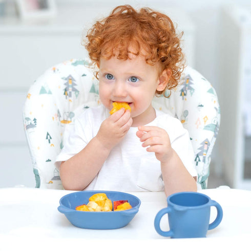 BLUE GINKGO Silicone Kids Bowls - Cute Silicone Bowls for Baby/Silicone Plates for Toddlers and Kids - Dishwasher Safe and Made in Korea (Blue)...
