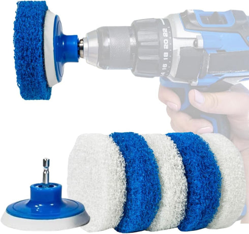 7 Pack Multi-Purpose Drill Brush Kit for Cleaning Bathrooms, Showers, Tubs, Tile, Floors, Sinks, Toilets, Grout and Grime Removal, Reversible Blue...