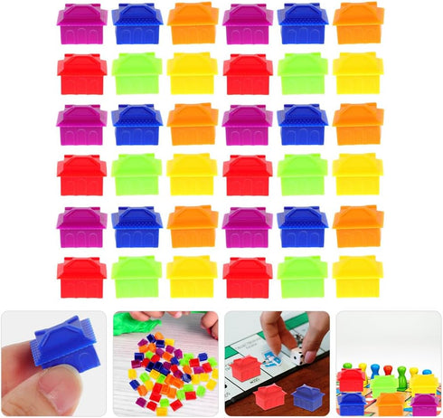 FAVOMOTO 120PCS Plastic Hotels Houses?Game Replacement Pieces Small House Board Game Replacement House Victory Game House Game Pawns Token Multico...