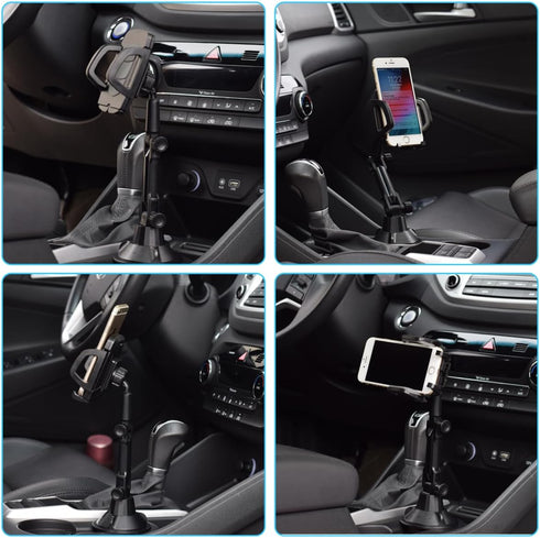 Car Cup Holder Phone Mount, Automotive 360° Rotatable Adjustable Gooseneck Height Cell Phone Cradle Mount with Extendable Cup Base Holder, Univers...