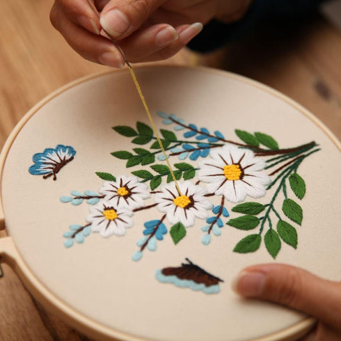 Embroidery Kit for Beginners,Cross Stitch Kits for Adults DIY Craft 3pcs Embroidery Pattern Needlework Fabric Embroidery Thread and Needles 1pcs E...