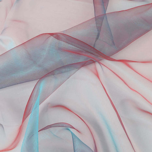 Lightweight 2 Tone Voile Fabric Sheer Organza Iridescent Turquoise with Red - 58 Inch by 5 Yards...