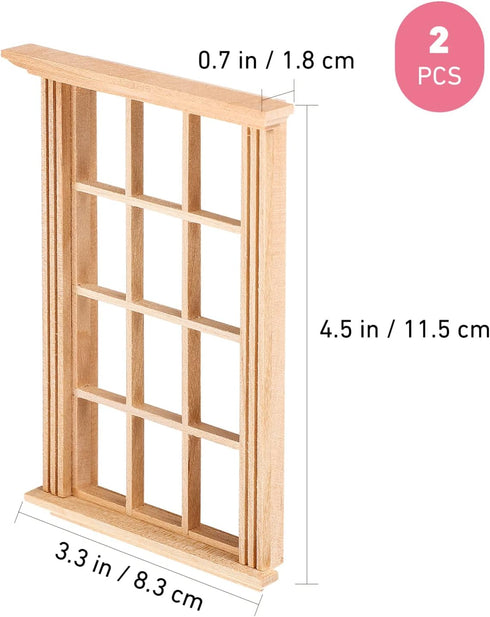2pcs Mini Furniture Doll House Miniature Window Frame Model Decoration Windows Dollhouse Furniture...