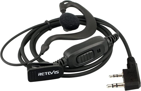 Retevis 2 Way Radio Earpiece, C-Type Earhook Headset with Mic, 2 Pin, for RT22 RT68 RT21 H-777 RT27 RT19 RB26 RB45,Compatible with BAOFENG UV-5R B...