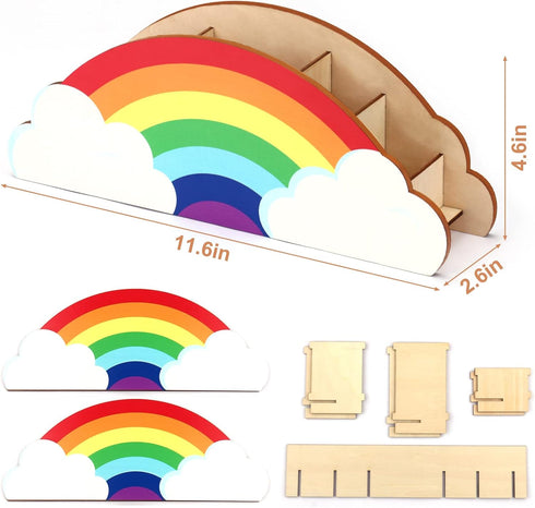 Rainbow Wooden Pen Holder,DIY Pencil Holders Desk Organizer (rainbow)...