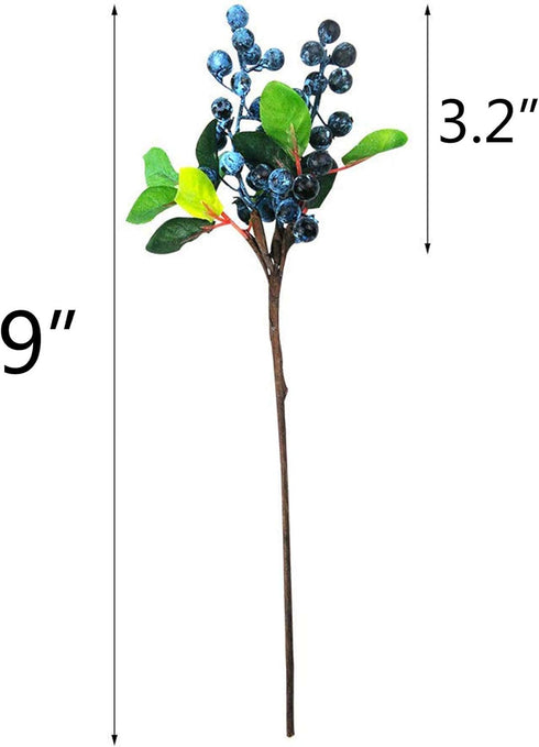 Mistari 10 Pack Artificial Flowers California Faux Blueberries Artificial Stems for Decorating Blueberry Picks Fruit Fake Silk Flowers Home Decora...