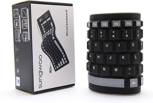 sungwoo Foldable Silicone Keyboard USB Wired Waterproof Rollup Keyboard for PC Notebook Laptop (Black+Grey)...