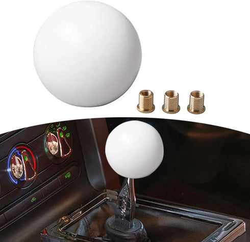 Pack-1 Car Spherical Shift Knob, Round Car Shift Knob with Adapters, Car Modification Gear Lever Kit, Universal for Most Cars, Trucks and Vans (Wh...