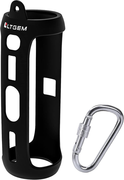 LTGEM Silicone Carrying Travel Case for JBL FLIP 5 Waterproof Portable Bluetooth Speaker with Extra Carabiner - Black......