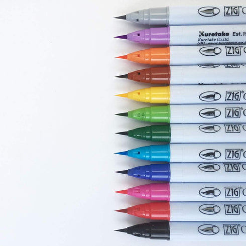 Zig Clean Color Real Brush Markers, Multicolor, 12-Pack (RB600012)...