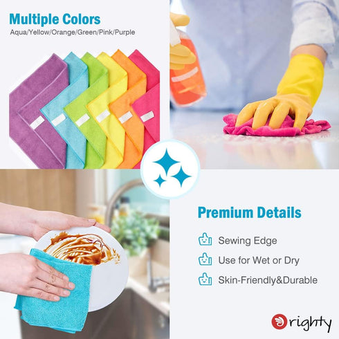 Orighty Microfiber Cleaning Cloths, Pack of 12, Highly Absorbent Cleaning Supplies, Lint Free Cloths for Multiple-use, Powerful Dust Removal Clean...