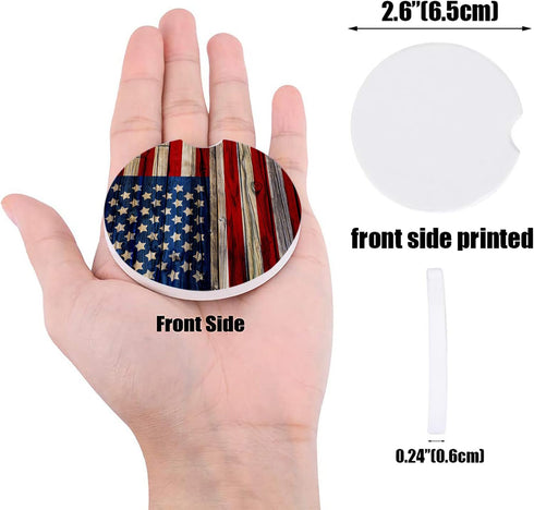 Independence Day 4th of July Cup Holders Car Coasters for Women/Men - 2 Pack Absorbent Ceramic Stone Drinks Automotive Cup Holders Coaster Set Pat...