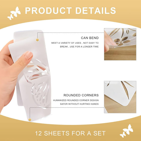 12 Pieces Butterfly Stencil Reusable Butterfly Paint Stencils Template Butterfly Animal DIY Craft Plastic Drawing Stencils for Painting on Wood Wa...