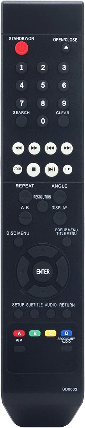 BD003 Replaced Remote fit for Insignia Blu-ray Disc Player NS-BRDVD3 NS-BRDVD3-CA NS-WBRDVD NS-WBRDVD3 NS-BRDVD4 DX-WBRDVD1NS-WBRDVD1 NS BDLIVE01 ...