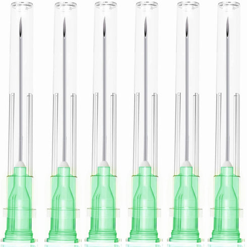 100 Pack 21Ga 1 1/2 Inch Stainless Steel Dispensing Lab Tools Accessories for Scientific Labs, Measuring and Refilling, Individually Wrapped...