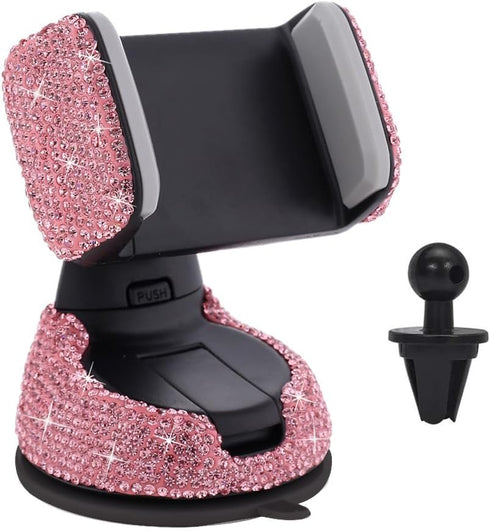Cxtiy Universal Bling Car Phone Holder Adjustable Strong Sticky Dashboard Air Vent Base Car Air Vent Phone Mount Dashboard Cell Phone Holder Diamo...