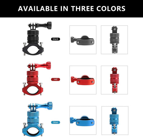 Mountain Bike Mount for GoPro Hero 12/11/10/9/8/7/6/5/4/3+, 360 Degree Rotation Aluminium Bike Handlebar Holder Bicycle Rack Adjuster for Action C...