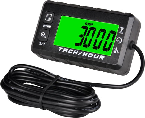 Runleader Digital Self Powered Hour Meter Tachometer,Maintenance Reminder,Alert RPM Reminder,User Shutdown,Waterproof,Use for ZTR Lawn Mower Gener...