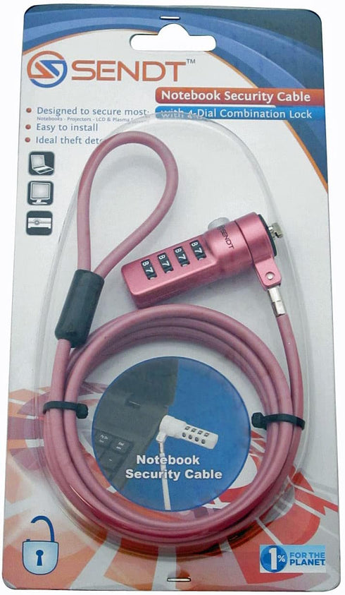 Sendt Pink Notebook/Laptop Combination Lock Security Cable...