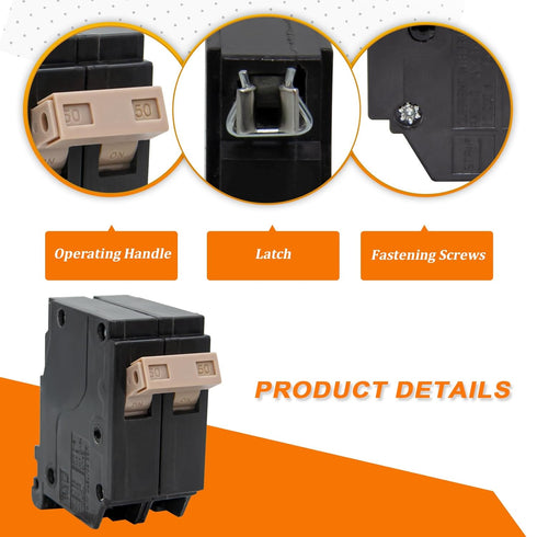 250 2-Pole 20-Amp Circuit Breaker, 3/4-Inch Plug-On Molded Case Circuit Breaker, Thermal Magnetic Protection, 20 Amp 10 KAIC, 120/240V...