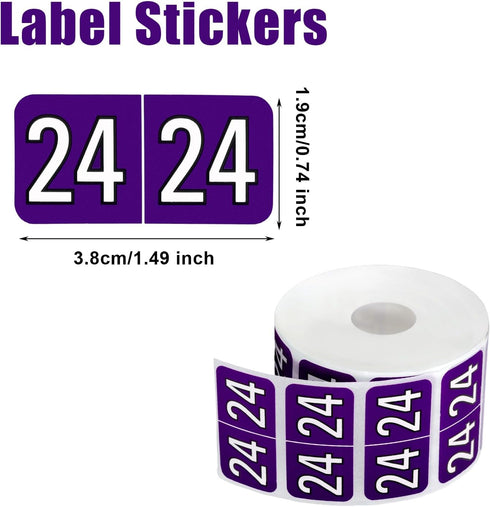 2024 Year Stickers, Self Adhesive Number Label Stickers Rectangle Coded File Folder Labels for End Tab File Folders Office Home Supplies (Purple)...