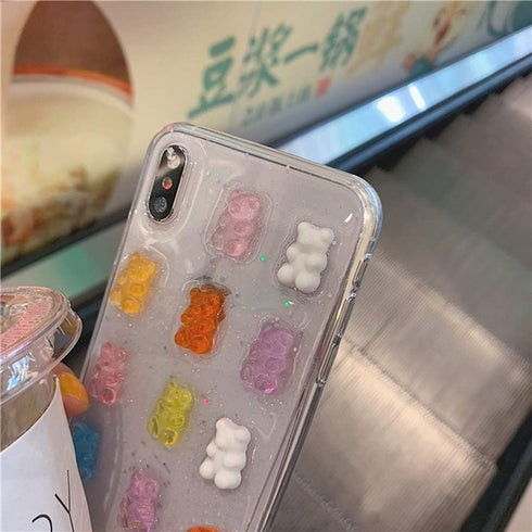 UnnFiko Cute Clear Phone Case for iPhone 7 Plus/ 8 Plus, Super Kawaii Cartoon Bears, Funny Creative Soft Protective Phone Cases Cover for iPhone 7...