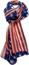 Rosemarie Collections Women's Red White And Blue 4th Of July Satin Stripe USA Fashion Scarf, 60" American Flag Stars Stripes...
