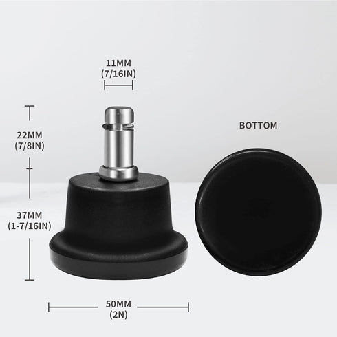 AXL Bell Glides Replacement Office Chair or Stool Swivel Caster Wheels to Fixed Stationary Castors, Replacement Chair Without Wheels and High Bell...