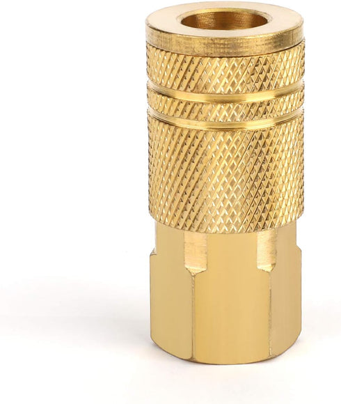 WYNNsky Air Coupler and Plug Kit, 1-pc 1/4'' FNPT Industrial Type Brass Air Coupler, 1-pc 1/4'' MNPT Industrial Type Zinc-Plated Steel Air Plug, A...