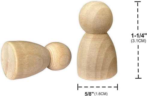 100 Pieces Wood Peg Dolls Unfinished Wooden People Craft Blank Family Figures 5/8 x 1-1/4 inch...