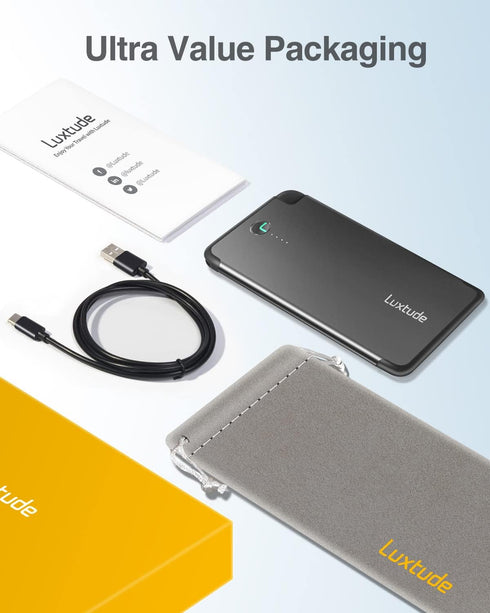 Luxtude 5000mAh Portable Charger iPhone Built in Lightning Cable (MFi Apple Certified), Ultra Slim External Battery Pack, Fast Charge Power Bank f...
