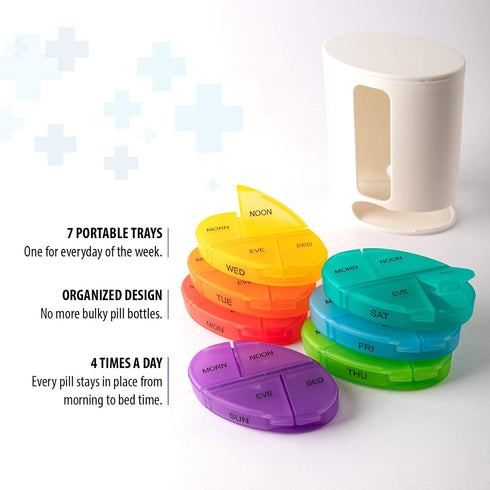 Deke Home - Stackable Pill Organizer, 4 Times a Day Weekly Pill Box, 7 Day Medicine Dispenser, Pill Container for Vitamin, Supplement, Durable Har...
