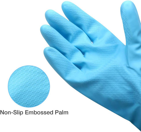 Alimat PluS 3 Pack Reusable Cleaning Gloves Latex Free, Dishwashing Gloves with Cotton Flock Liner and Embossed Palm, Waterproof Household Gloves ...